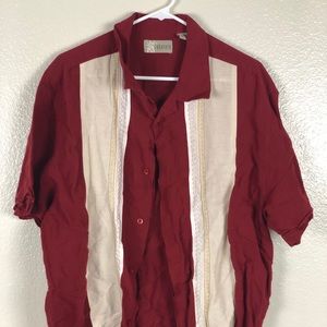 XLarge Cubavera maroon button down shirt
